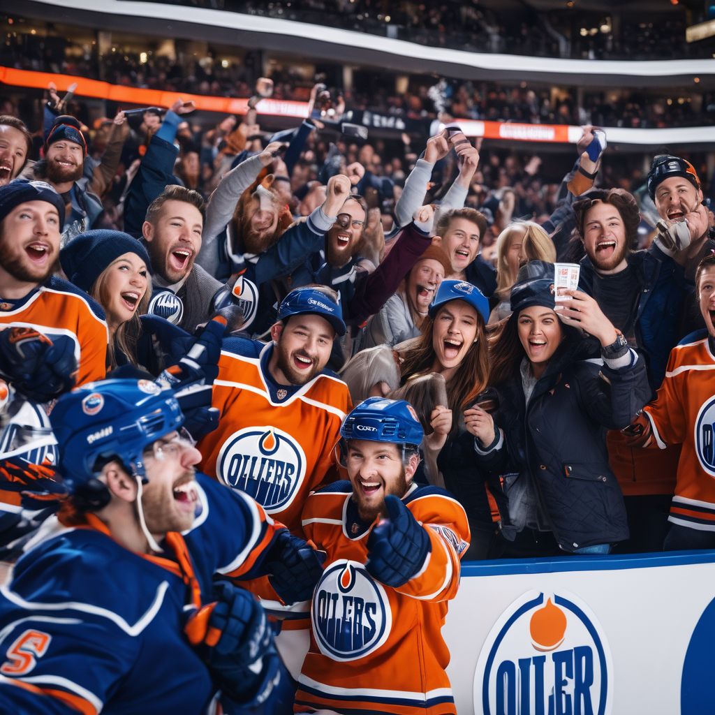 Passionate Oilers fans cheering in the stands during a game.