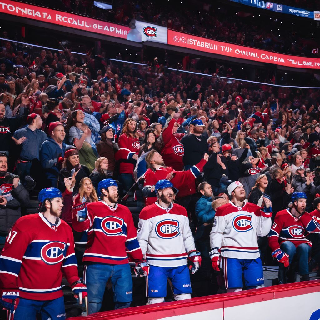 Montreal Canadiens fans cheering in the stands at Bell Centre.