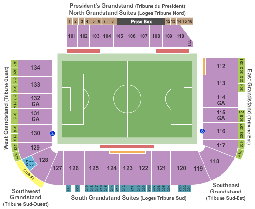 Stade Saputo Seating Chart